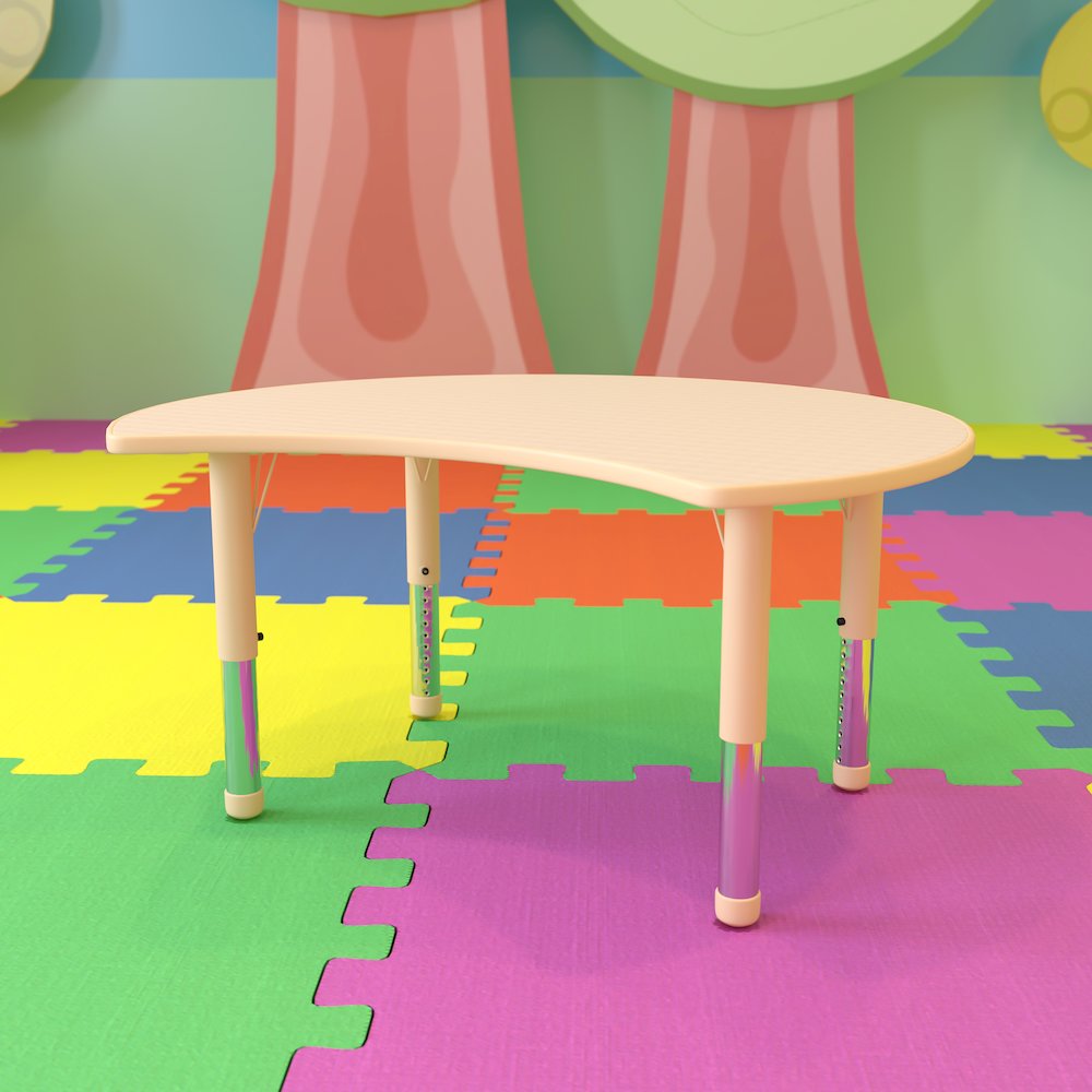 25.125"W x 35.5"L Crescent Natural Plastic Height Adjustable Activity Table. Picture 2