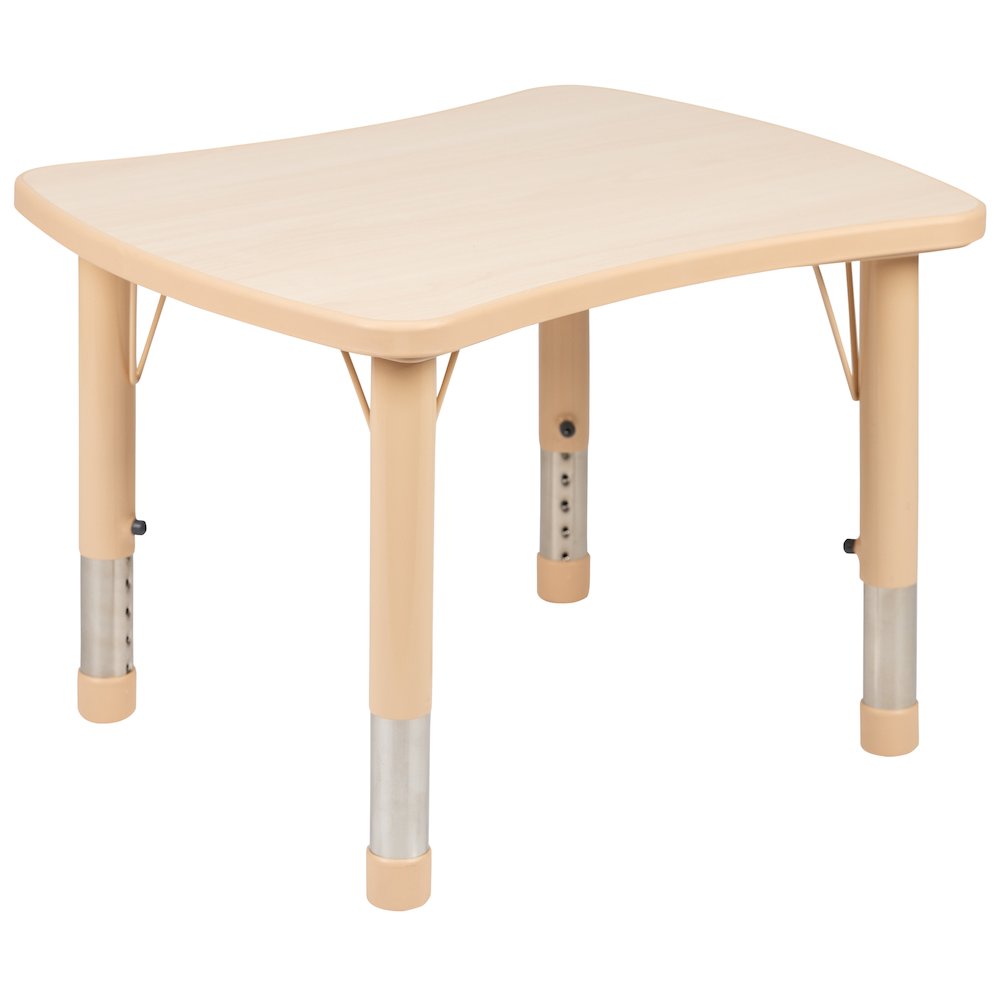 21.875"W x 26.625"L Rectangular Natural Plastic Height Adjustable Activity Table Set with 4 Chairs. Picture 4