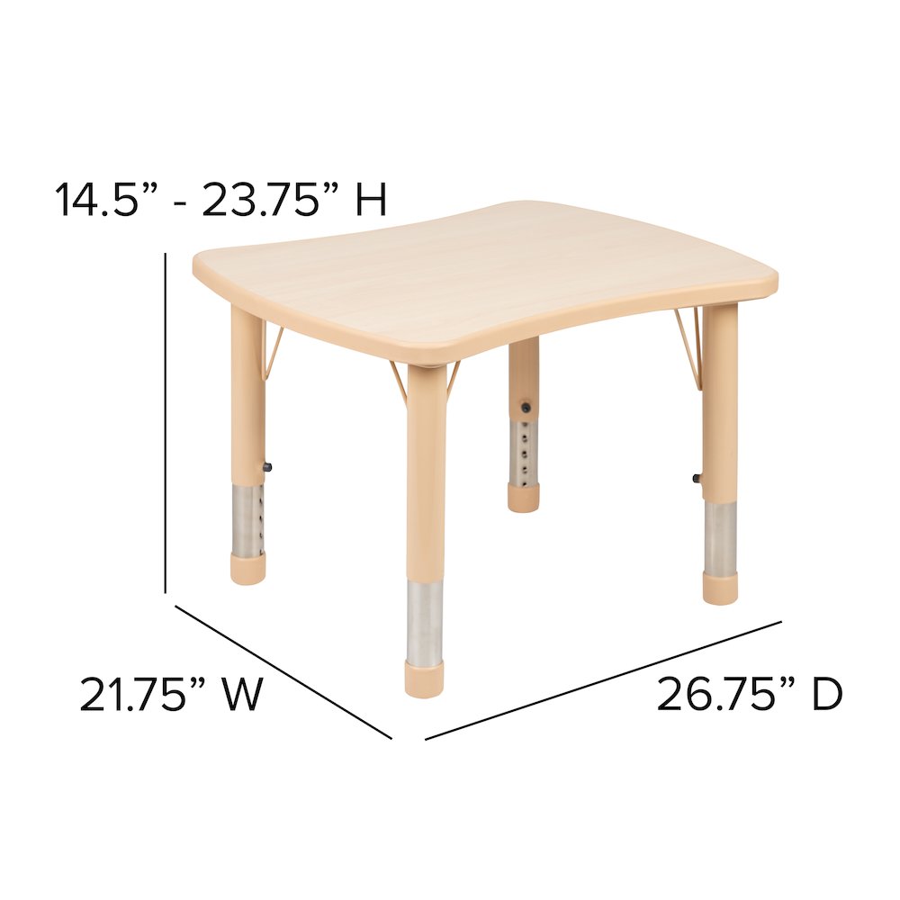 21.875"W x 26.625"L Rectangular Natural Plastic Height Adjustable Activity Table. Picture 5