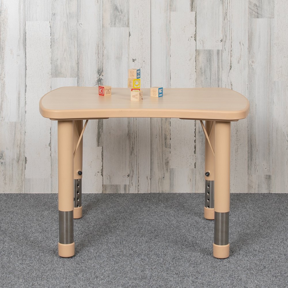 21.875"W x 26.625"L Rectangular Natural Plastic Height Adjustable Activity Table. Picture 2