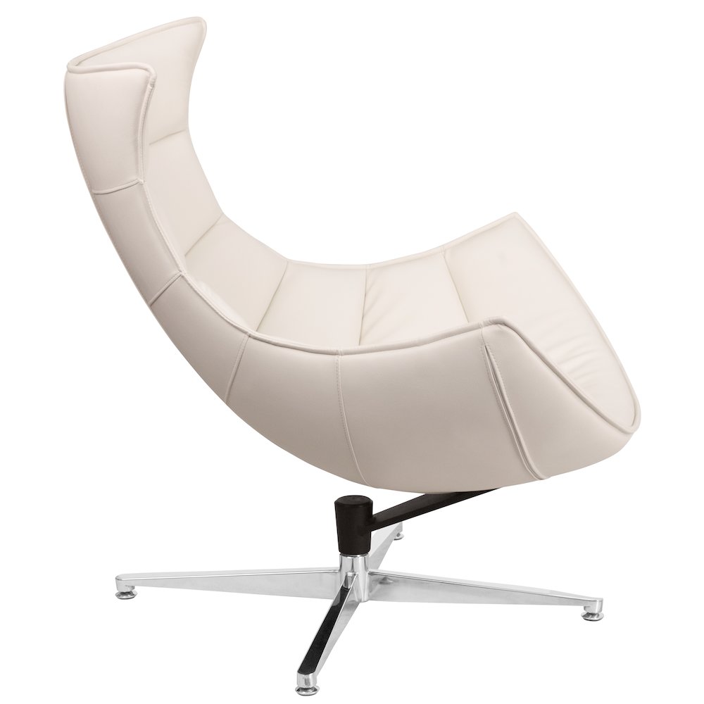 Creamy White LeatherSoft Swivel Cocoon Chair. Picture 5