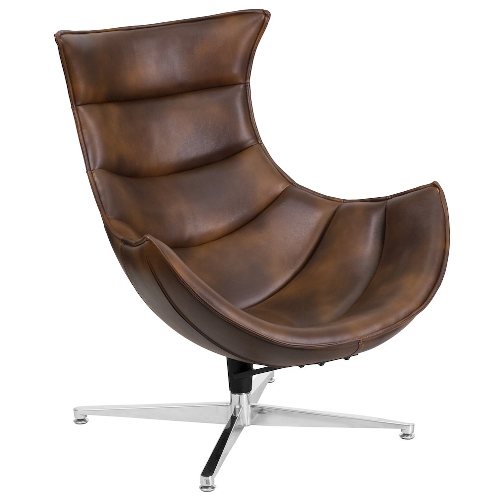 Bomber Jacket LeatherSoft Swivel Cocoon Chair. Picture 1