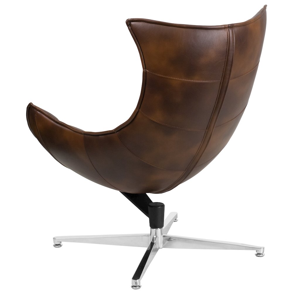Bomber Jacket LeatherSoft Swivel Cocoon Chair. Picture 4
