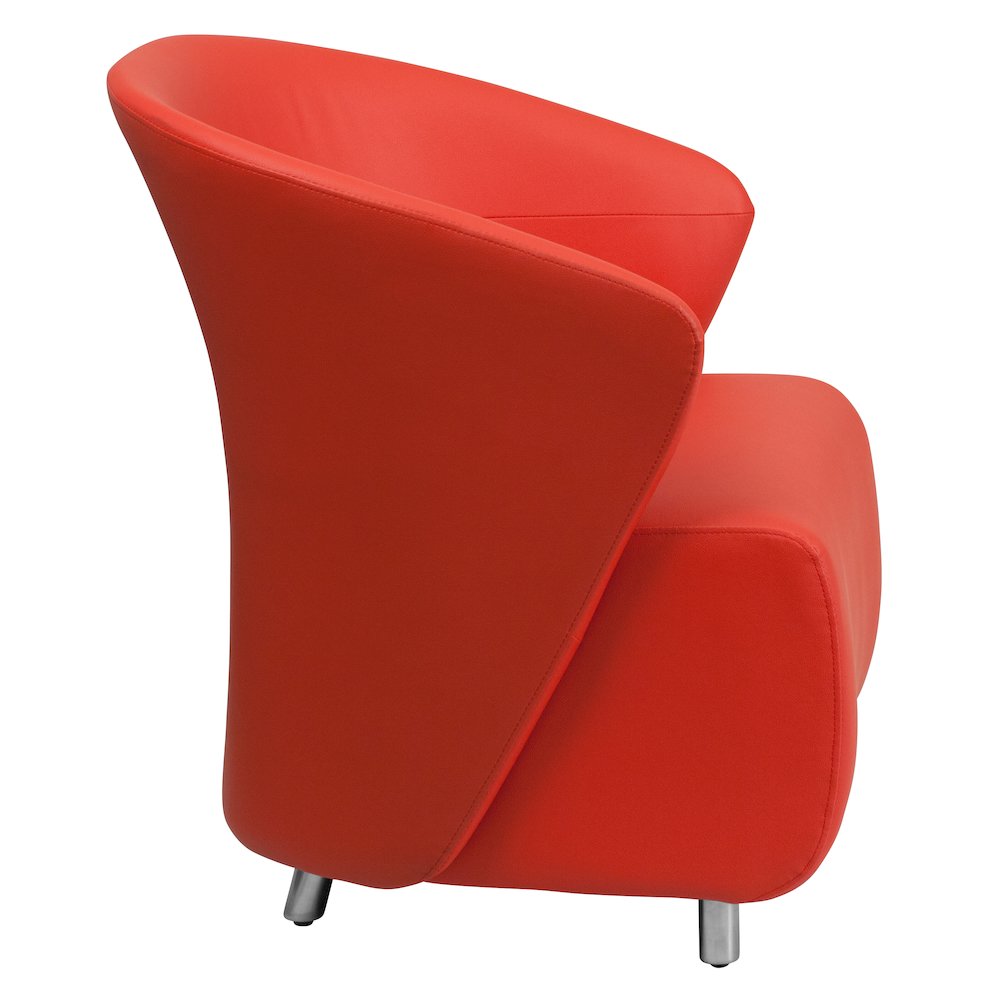 Red LeatherSoft Curved Barrel Back Lounge Chair. Picture 2