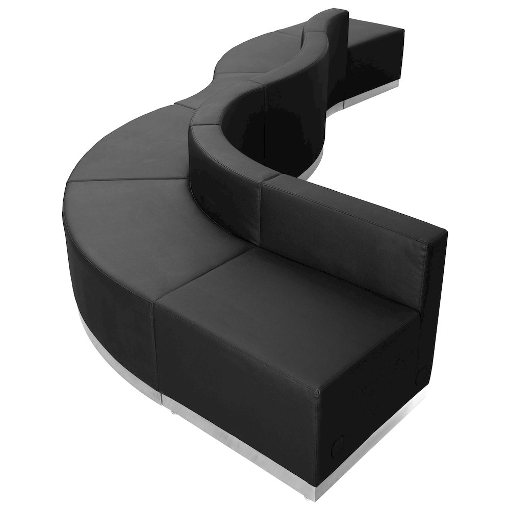Black Leather Soft Reception Configuration, 5 Pieces. Picture 1