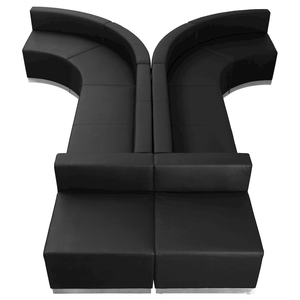 Black Leather Soft Reception Configuration, 6 Pieces. Picture 1