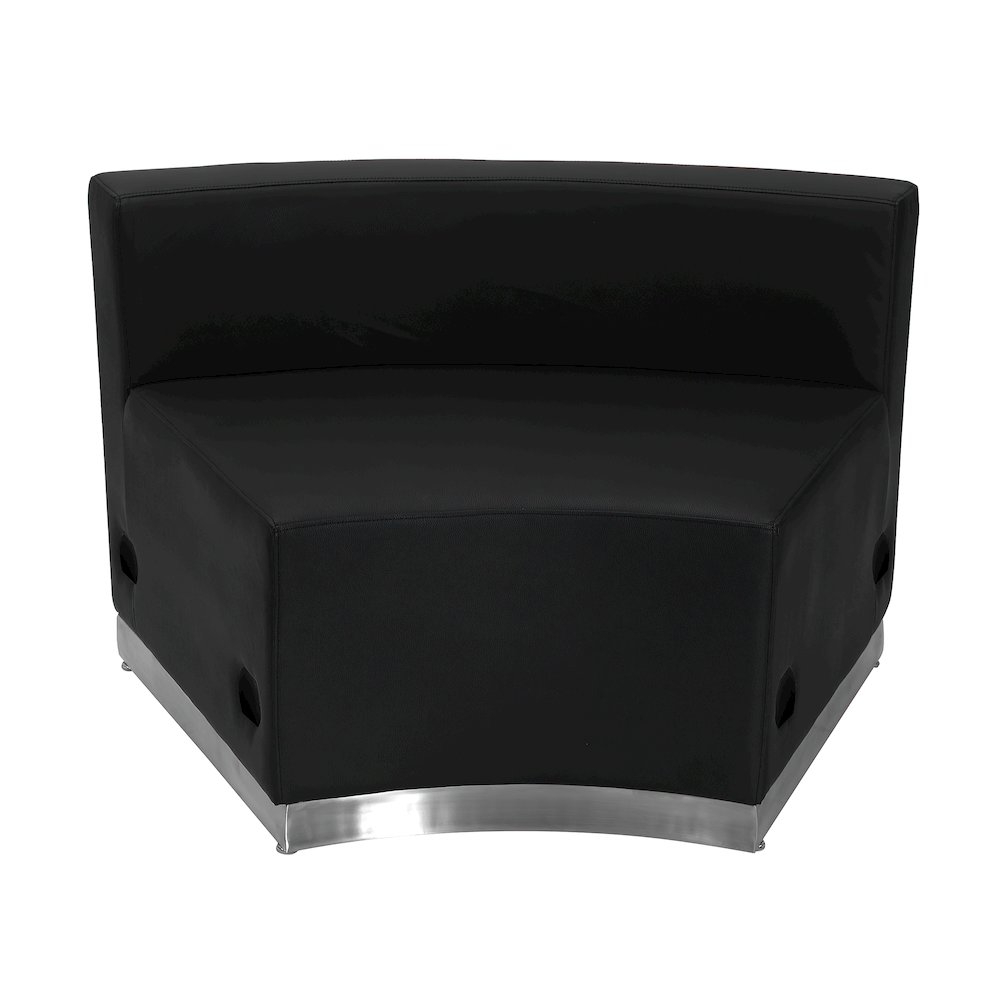 Alon Black LeatherSoft Concave Chair with Brushed Stainless Steel Base. Picture 1