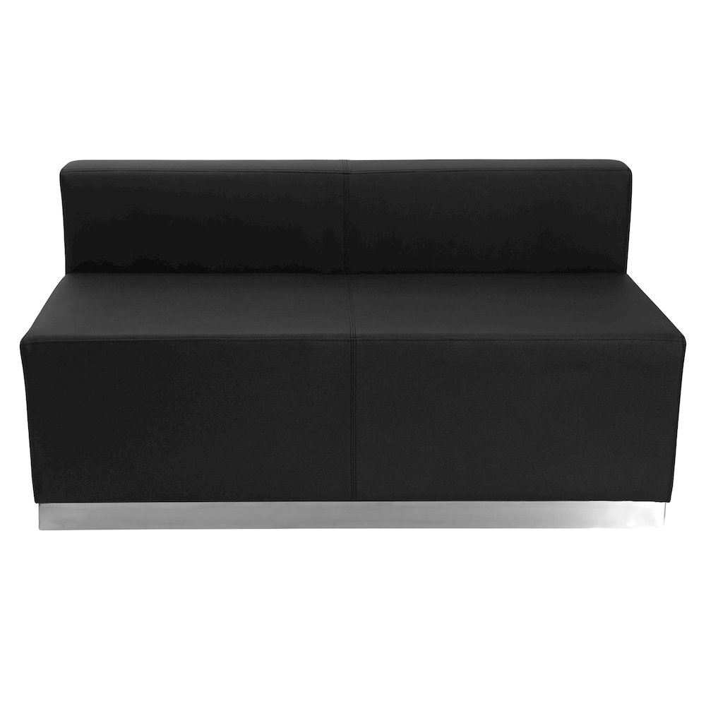 Alon Black LeatherSoft Loveseat with Brushed Stainless Steel Base. Picture 6