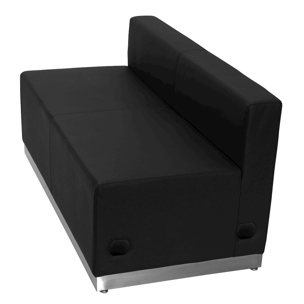 Alon Black LeatherSoft Loveseat with Brushed Stainless Steel Base. Picture 1