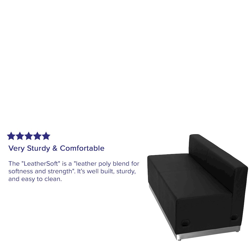 Alon Black LeatherSoft Loveseat with Brushed Stainless Steel Base. Picture 4
