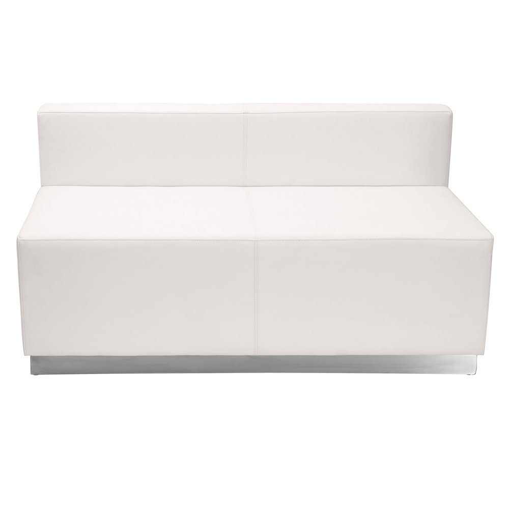Alon Melrose White LeatherSoft Loveseat with Brushed Stainless Steel Base. Picture 6