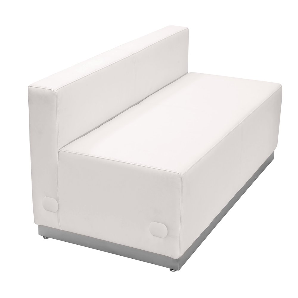 Alon Melrose White LeatherSoft Loveseat with Brushed Stainless Steel Base. Picture 1