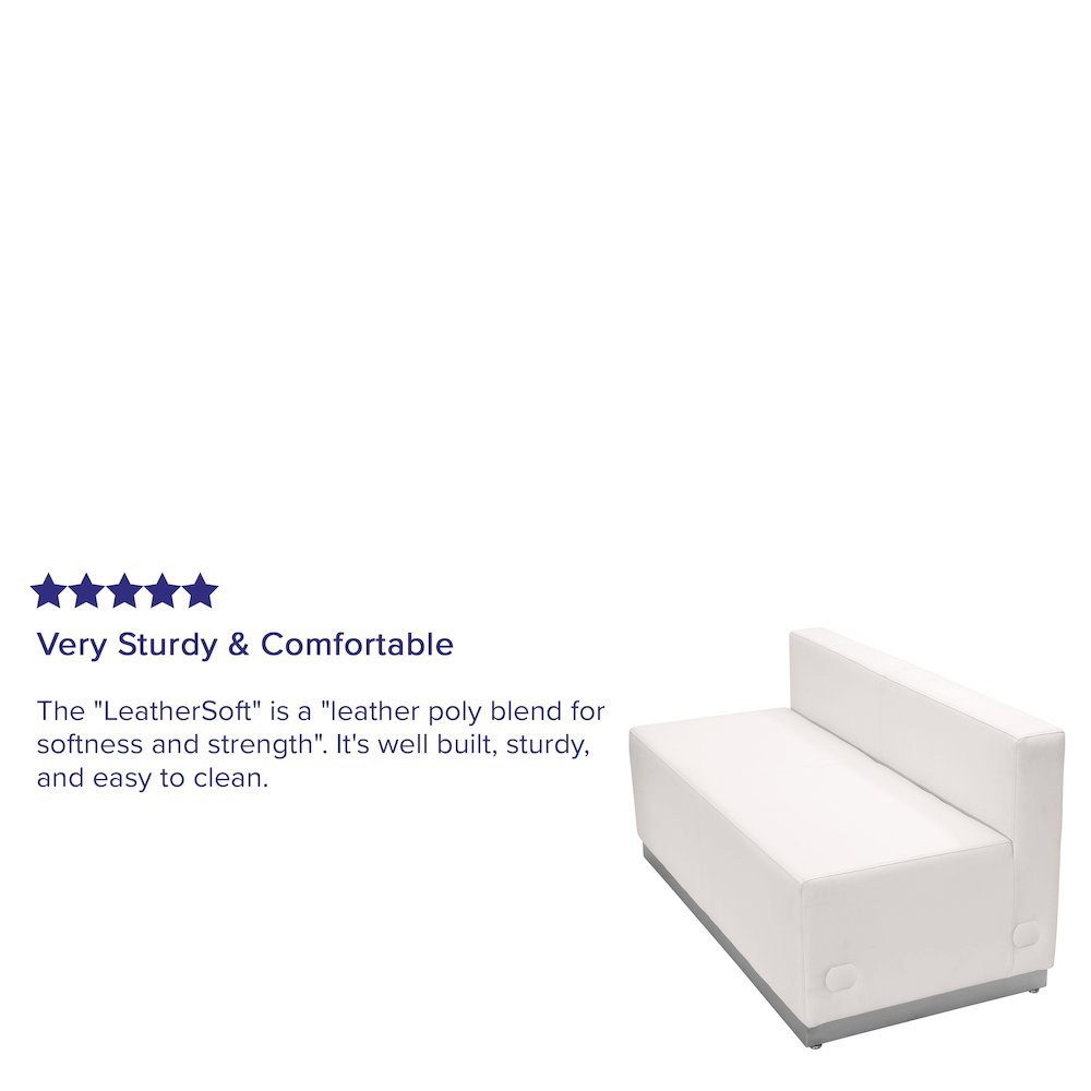 Alon Melrose White LeatherSoft Loveseat with Brushed Stainless Steel Base. Picture 4