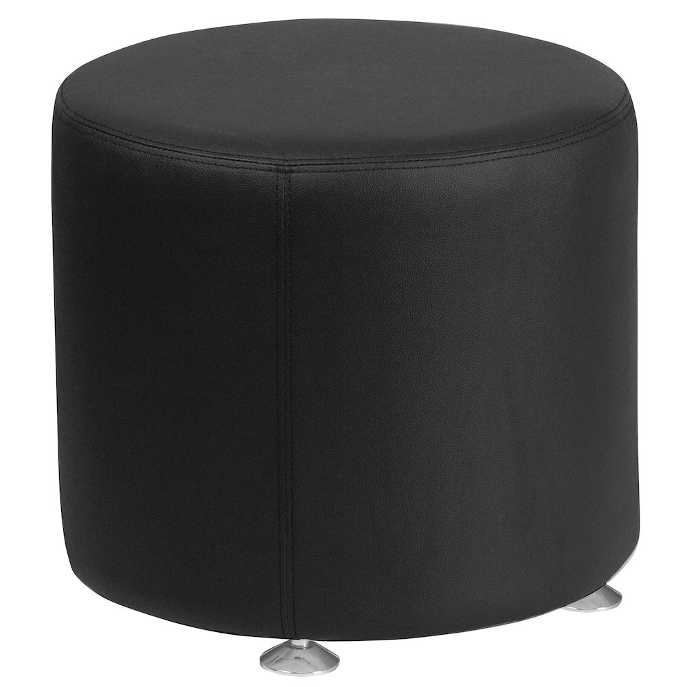 Alon Black LeatherSoft 18'' Round Ottoman. Picture 1