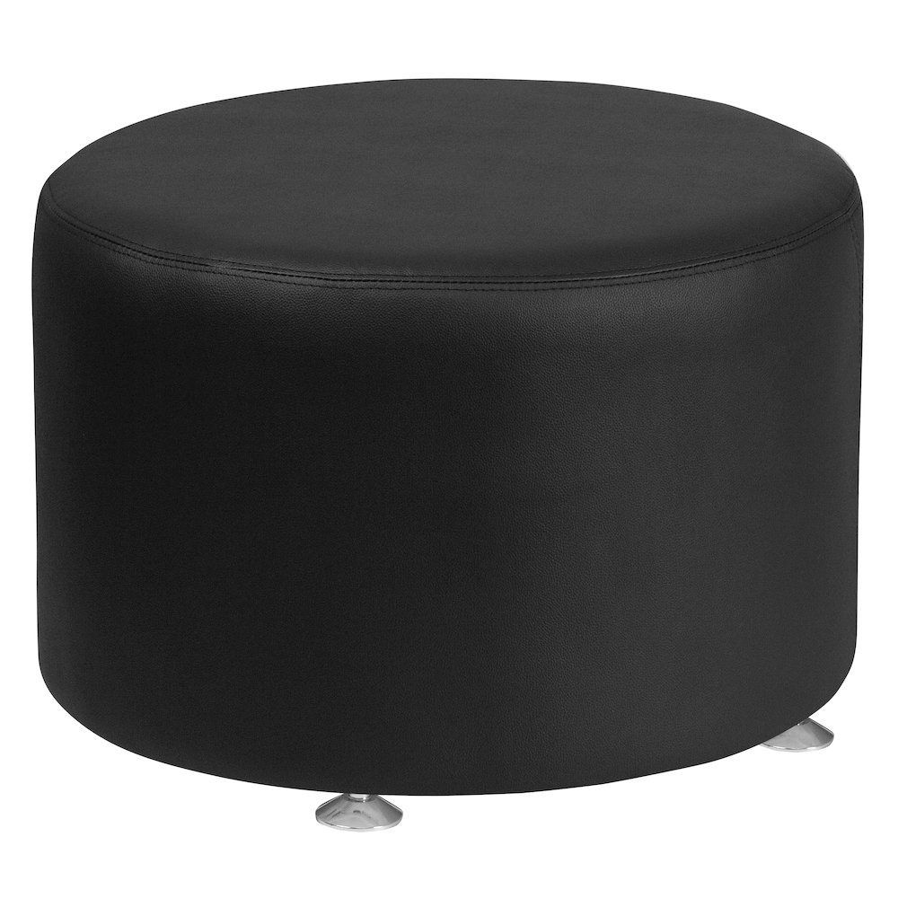 Alon Black LeatherSoft 24'' Round Ottoman. Picture 1