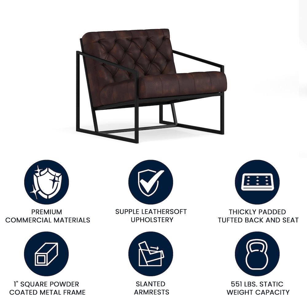 Madison Bomber Jacket LeatherSoft Tufted Lounge Chair. Picture 5
