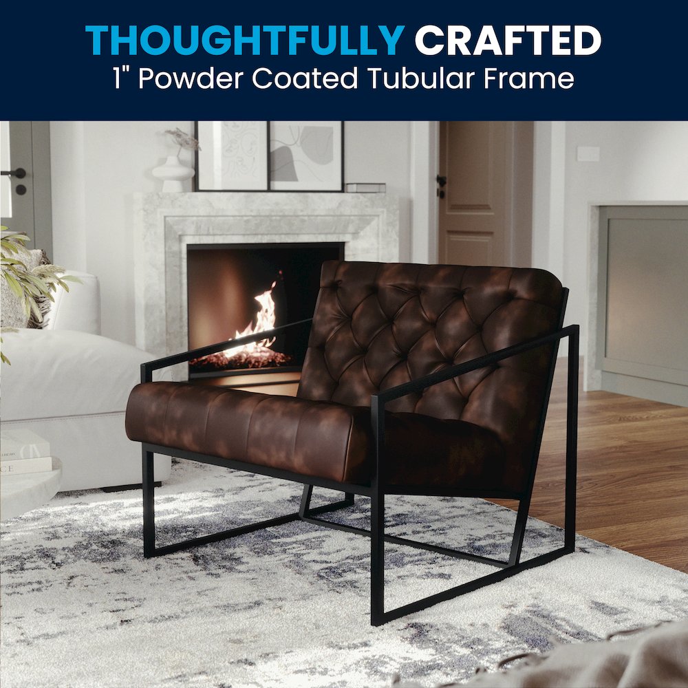 Madison Bomber Jacket LeatherSoft Tufted Lounge Chair. Picture 3