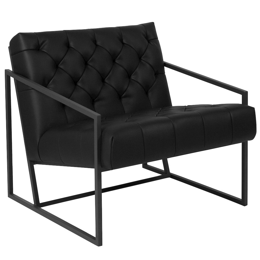 Madison Black LeatherSoft Tufted Lounge Chair. Picture 1