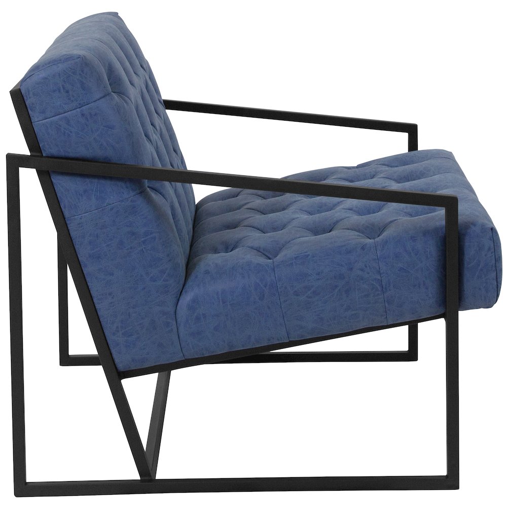 Madison Retro Blue LeatherSoft Tufted Lounge Chair. Picture 5