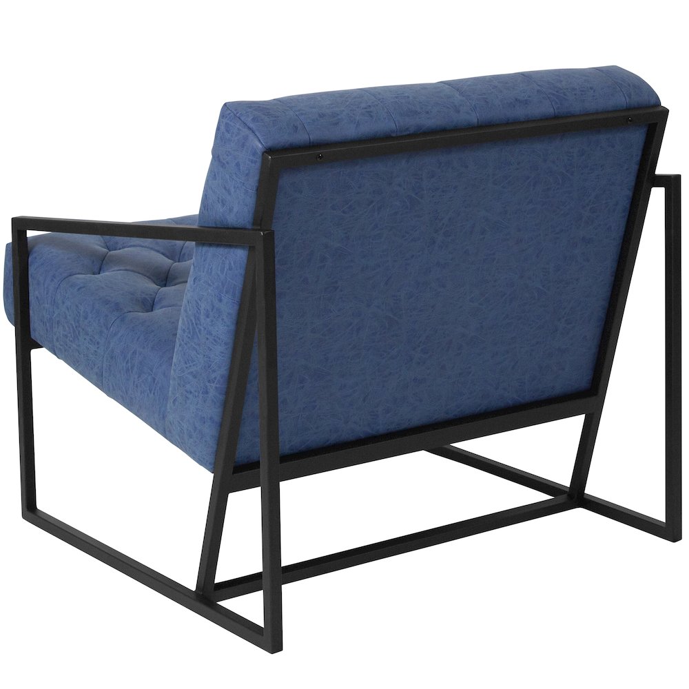 Madison Retro Blue LeatherSoft Tufted Lounge Chair. Picture 4