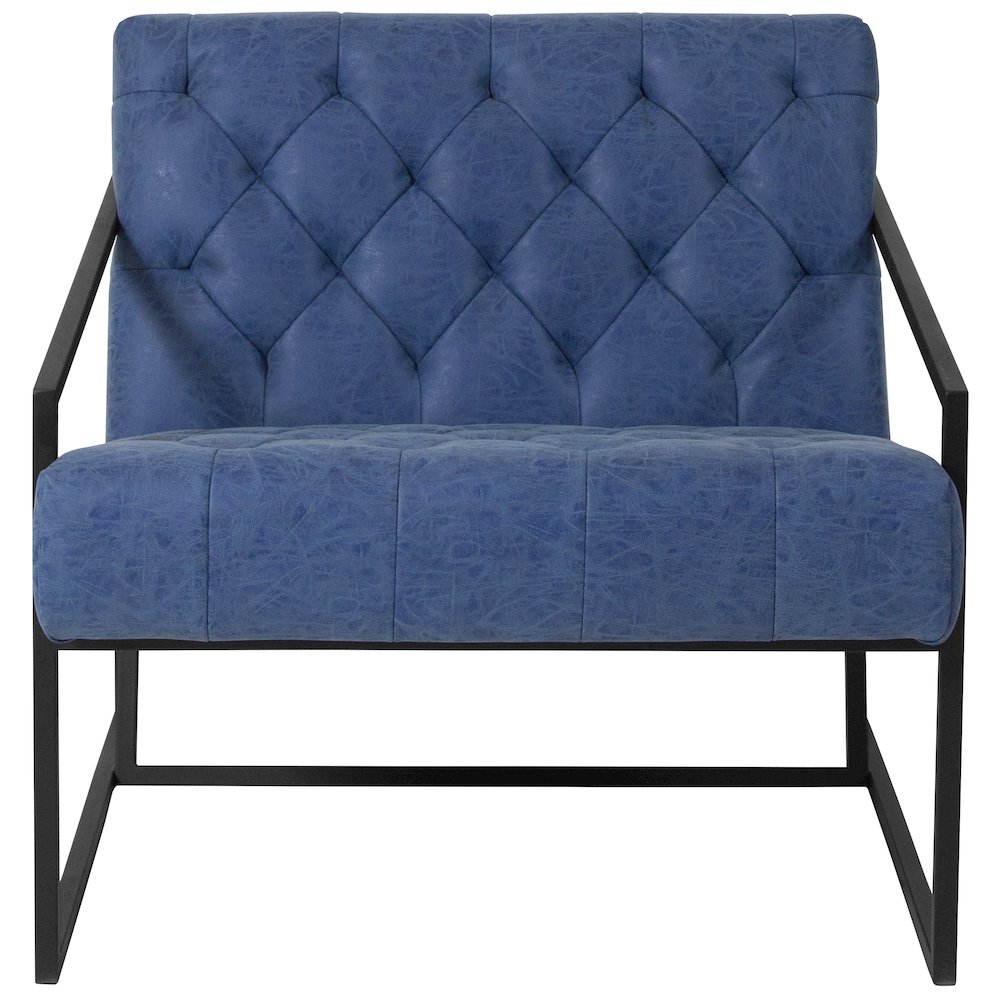 Madison Retro Blue LeatherSoft Tufted Lounge Chair. Picture 6