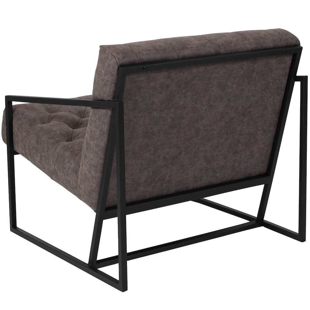 Retro Gray LeatherSoft Tufted Lounge Chair. Picture 3