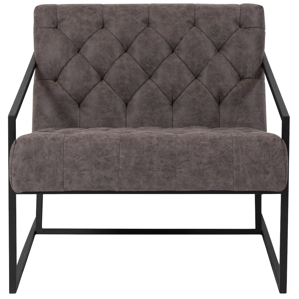 Retro Gray LeatherSoft Tufted Lounge Chair. Picture 4