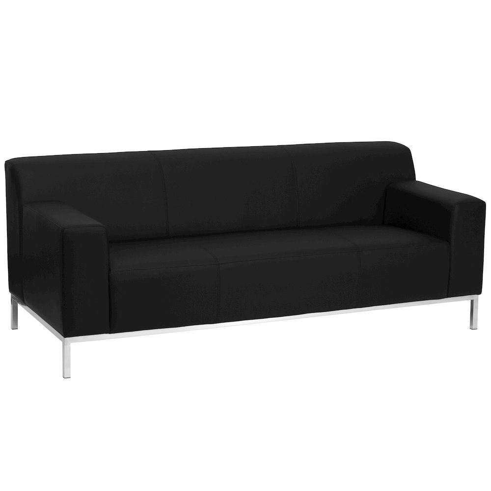 Definity Contemporary Black LeatherSoft Sofa with Stainless Steel Frame. Picture 1