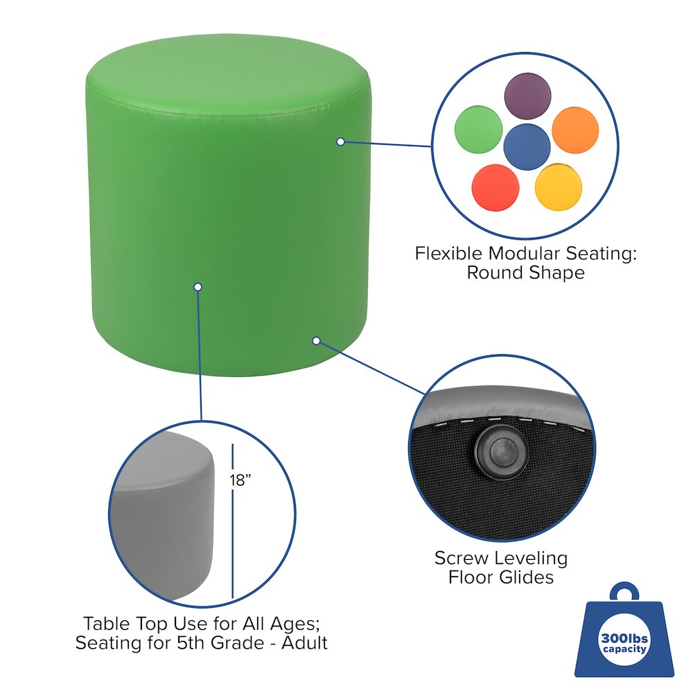 Soft Seating Circle for Classrooms and Common Spaces - 18" Seat Height (Green). Picture 5