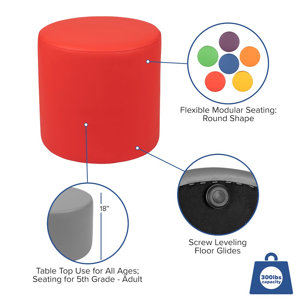 Soft Seating Circle for Classrooms and Common Spaces - 18" Seat Height (Red). Picture 5