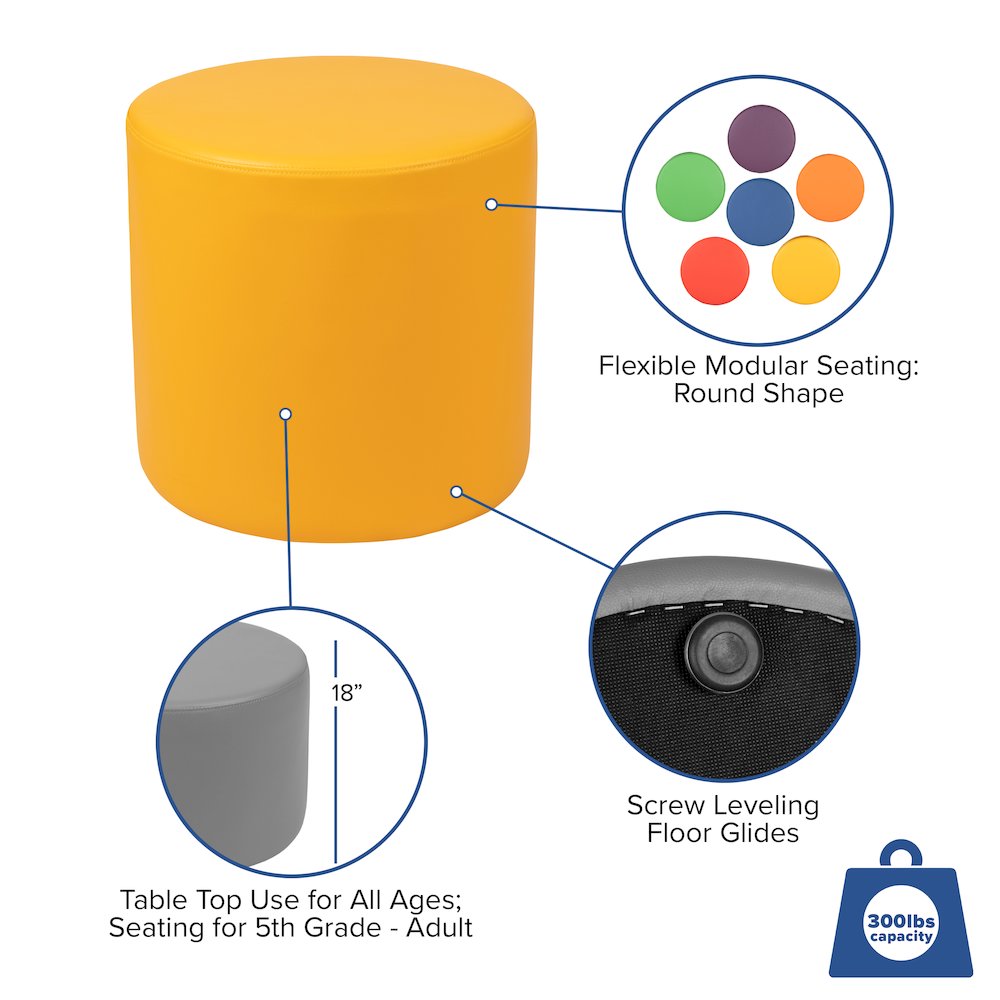 Soft Seating Circle for Classrooms and Common Spaces - 18" Seat Height (Yellow). Picture 5
