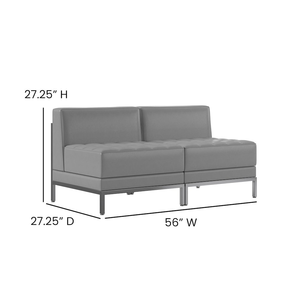 Imagination 2 Piece Gray LeatherSoft Waiting Room Lounge Set - Reception Bench. Picture 5