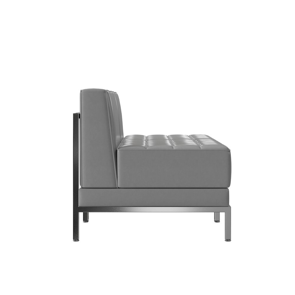 Imagination 2 Piece Gray LeatherSoft Waiting Room Lounge Set - Reception Bench. Picture 7