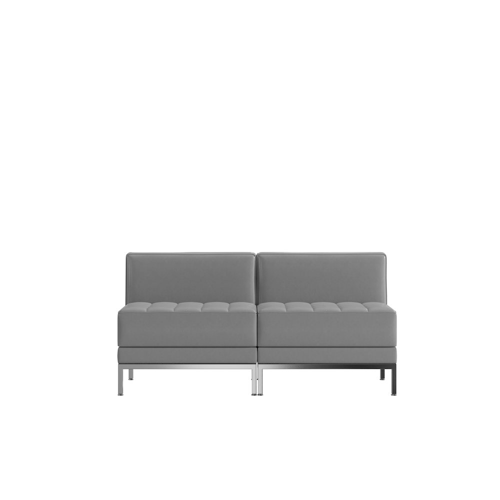 Imagination 2 Piece Gray LeatherSoft Waiting Room Lounge Set - Reception Bench. Picture 8