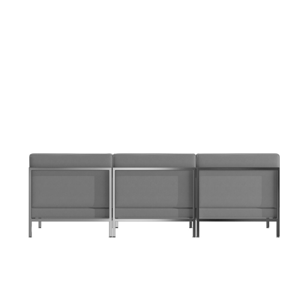 Imagination 3 Piece Gray LeatherSoft Waiting Room Lounge Set - Reception Bench. Picture 6