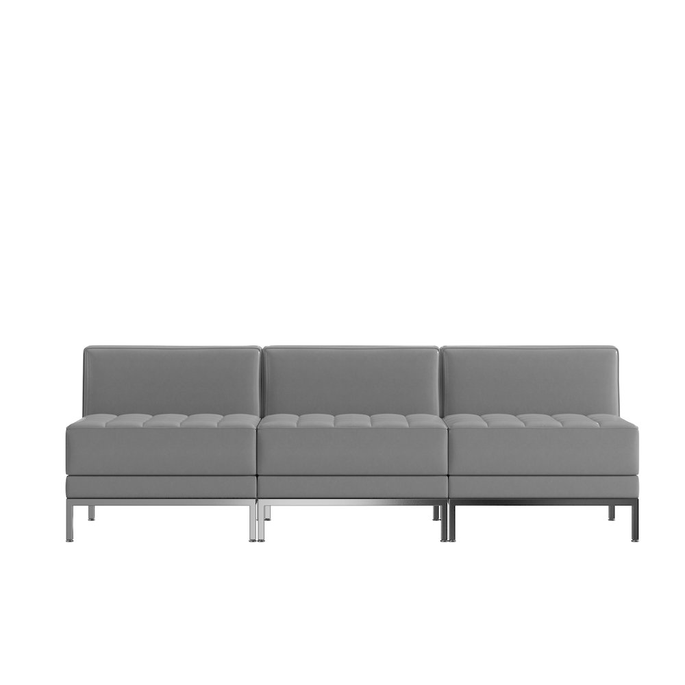 Imagination 3 Piece Gray LeatherSoft Waiting Room Lounge Set - Reception Bench. Picture 8