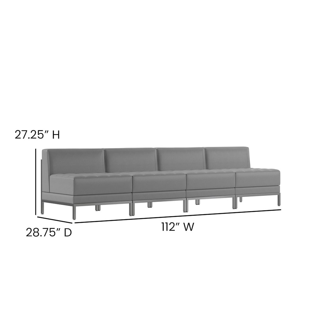 Imagination 4 Piece Gray LeatherSoft Waiting Room Lounge Set - Reception Bench. Picture 5