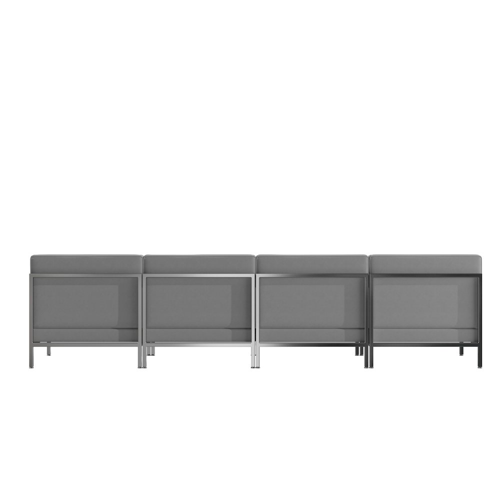 Imagination 4 Piece Gray LeatherSoft Waiting Room Lounge Set - Reception Bench. Picture 6