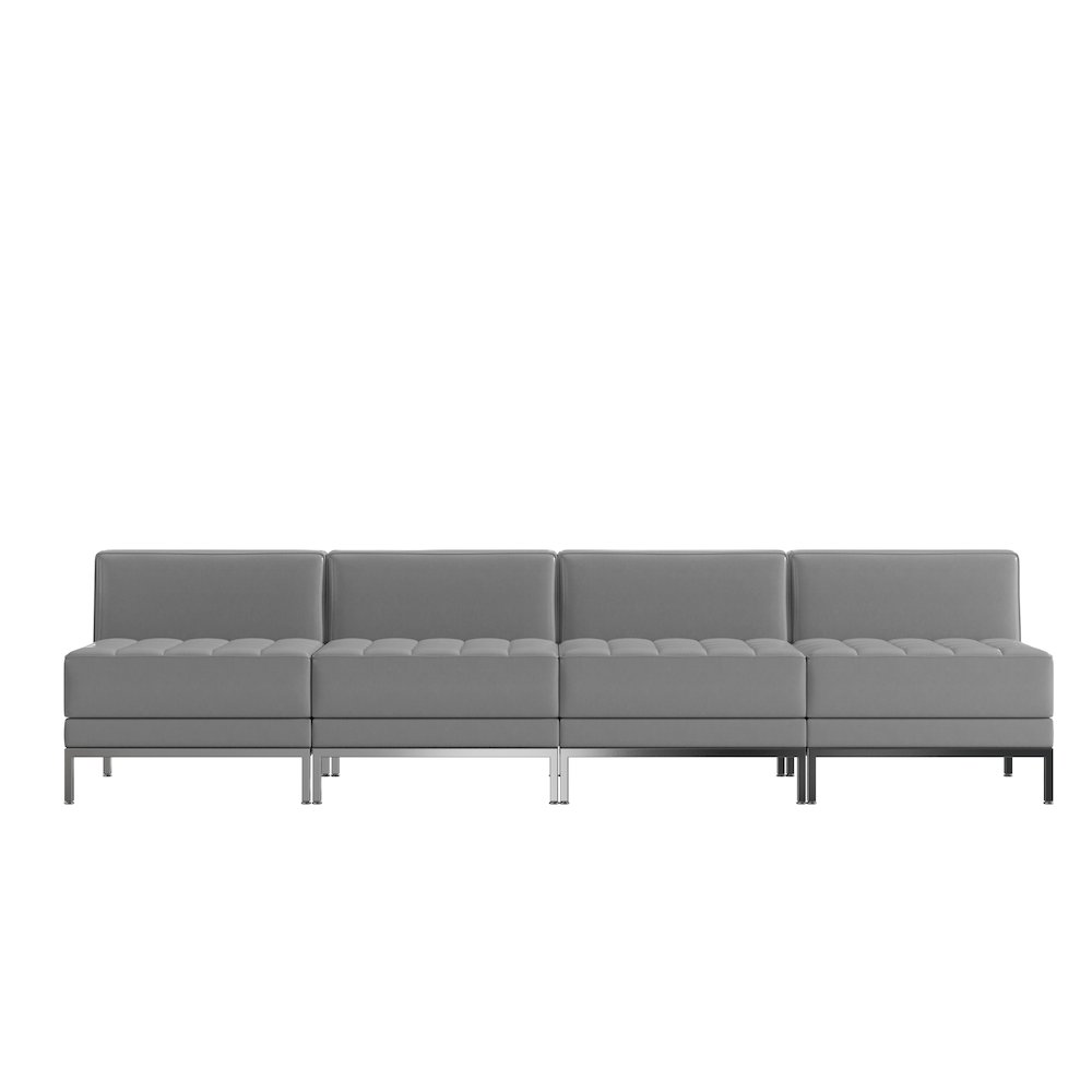 Imagination 4 Piece Gray LeatherSoft Waiting Room Lounge Set - Reception Bench. Picture 8