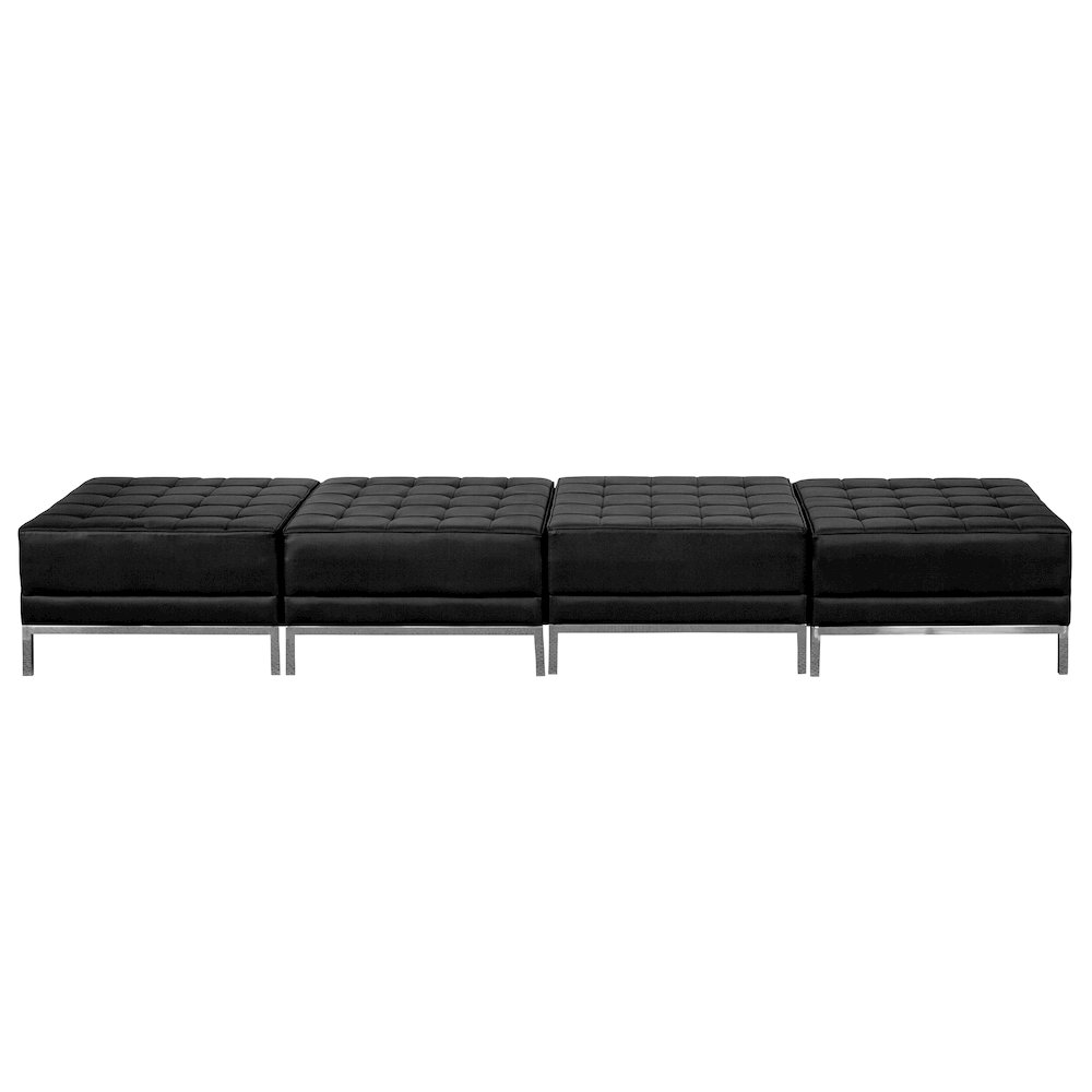 Black LeatherSoft Four Seat Bench. Picture 1