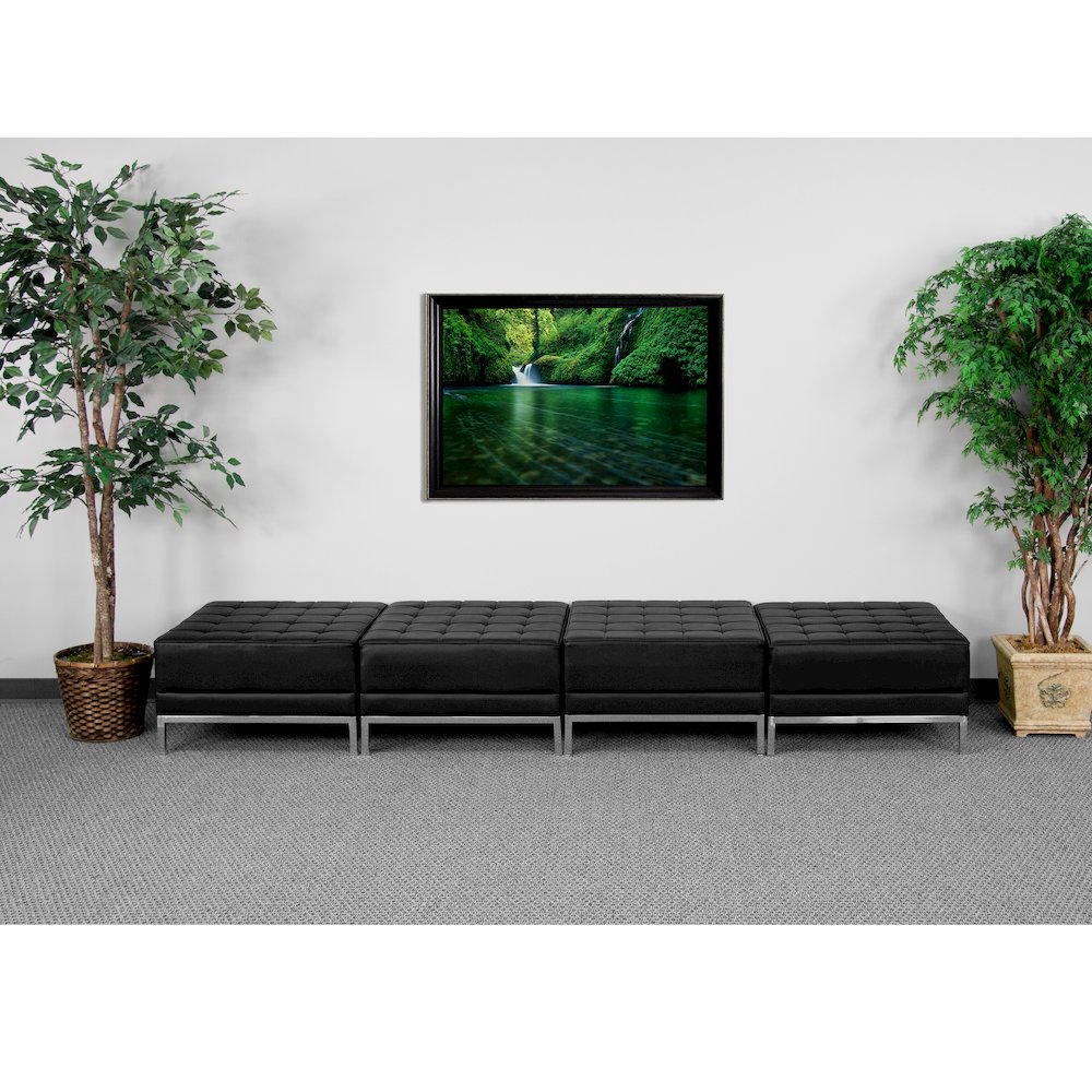 Black LeatherSoft Four Seat Bench. Picture 2