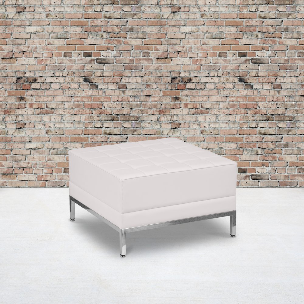 Imagination Melrose White LeatherSoft Ottoman. Picture 2