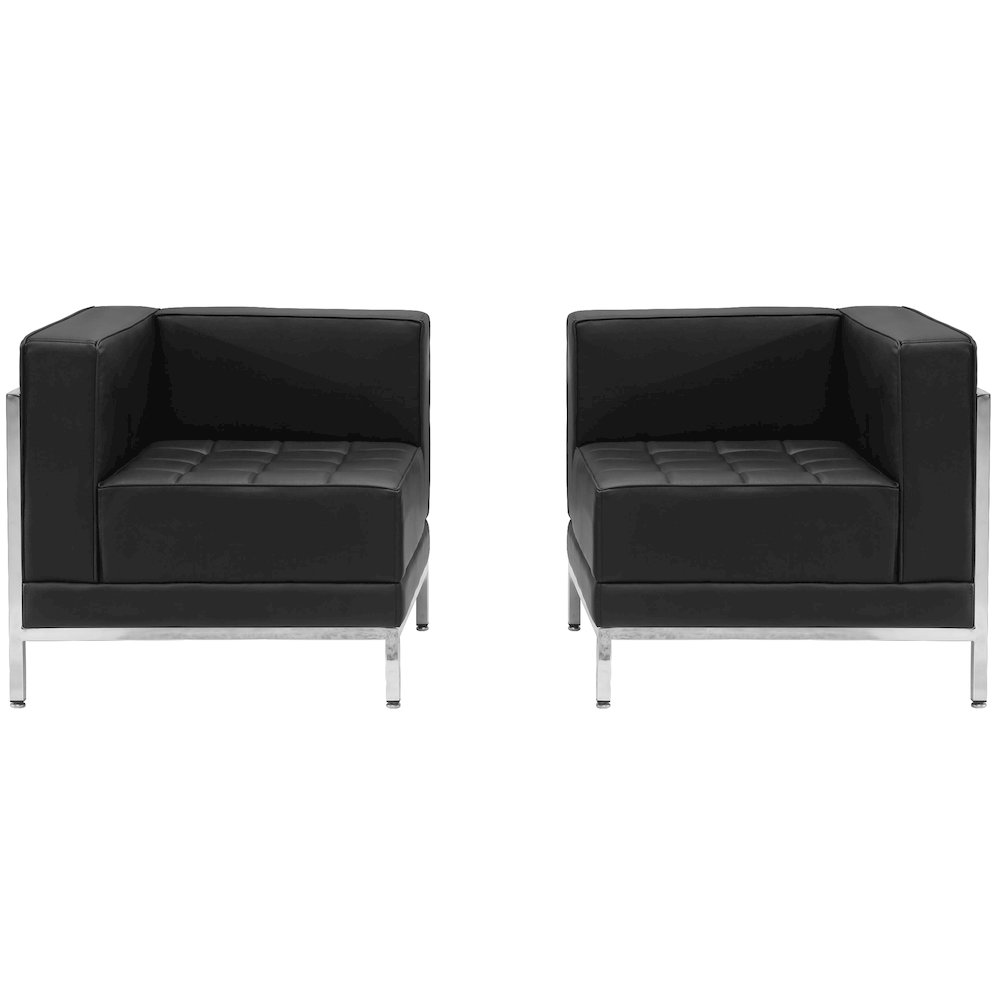 Black LeatherSoft 2 Piece Corner Chair Set. Picture 1