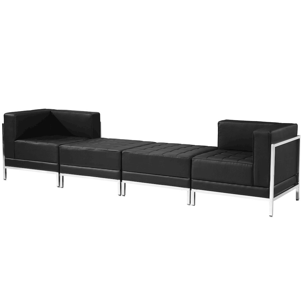 Imagination Black LeatherSoft 4 Piece Chair & Ottoman Set. Picture 1