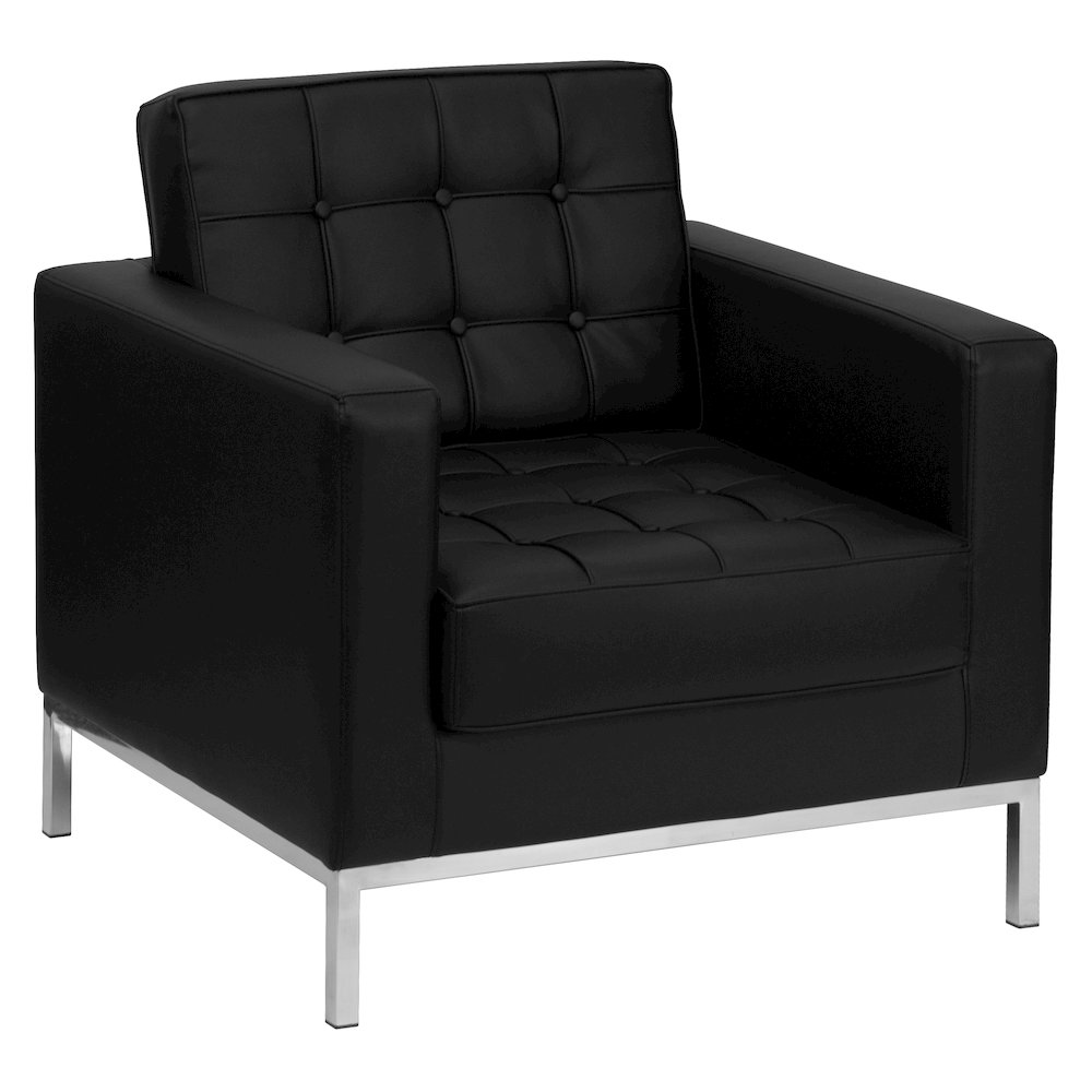 Lacey Contemporary Black LeatherSoft Chair with Stainless Steel Frame. Picture 1
