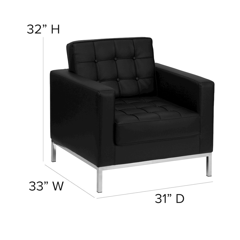 Lacey Contemporary Black LeatherSoft Chair with Stainless Steel Frame. Picture 6