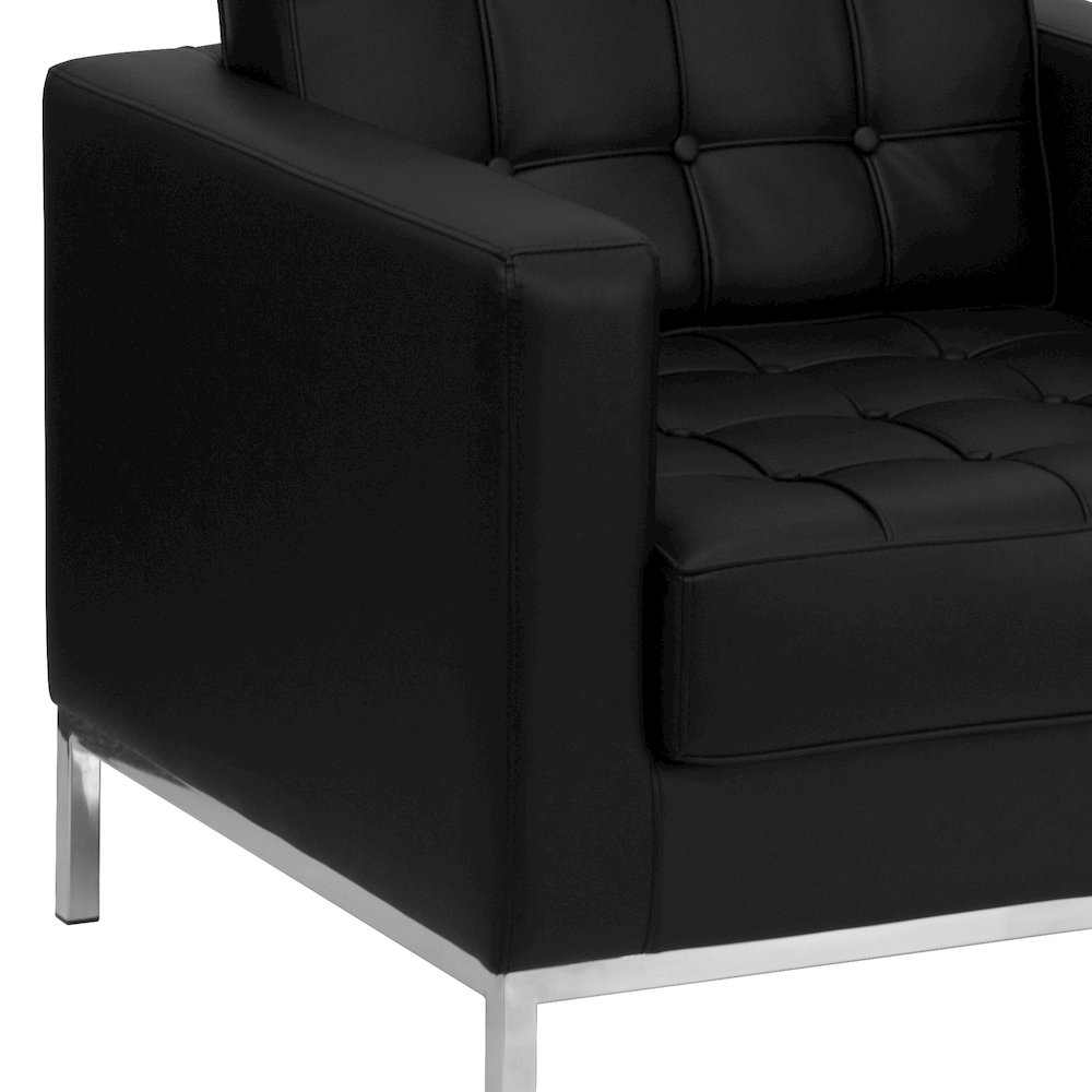 Lacey Contemporary Black LeatherSoft Chair with Stainless Steel Frame. Picture 8