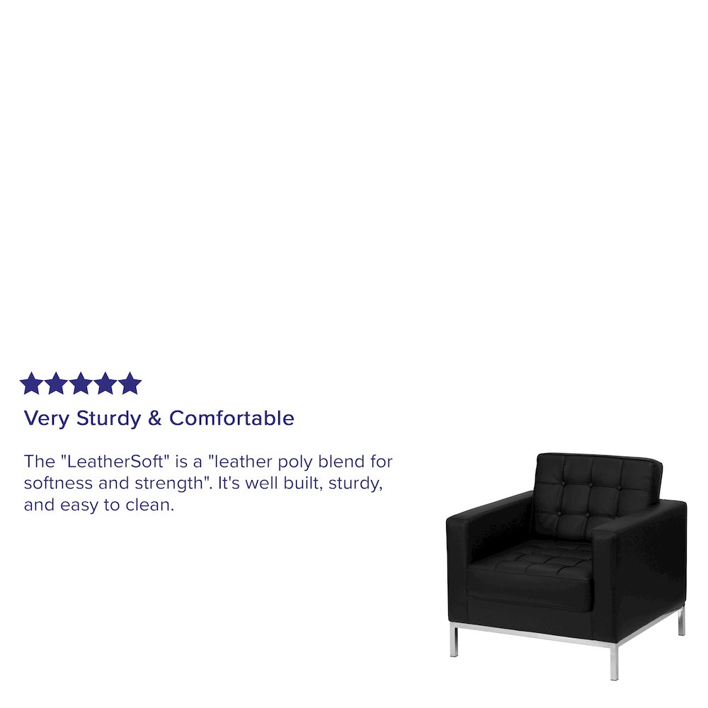 Lacey Contemporary Black LeatherSoft Chair with Stainless Steel Frame. Picture 4