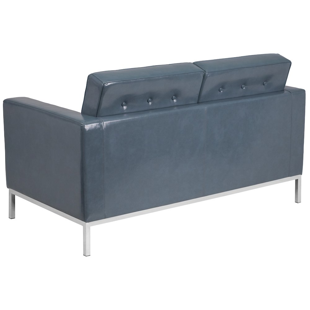 Lacey Contemporary Gray LeatherSoft Loveseat with Stainless Steel Frame. Picture 4