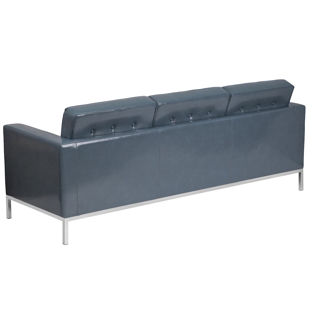 Lacey Contemporary Gray LeatherSoft Sofa with Stainless Steel Frame. Picture 4